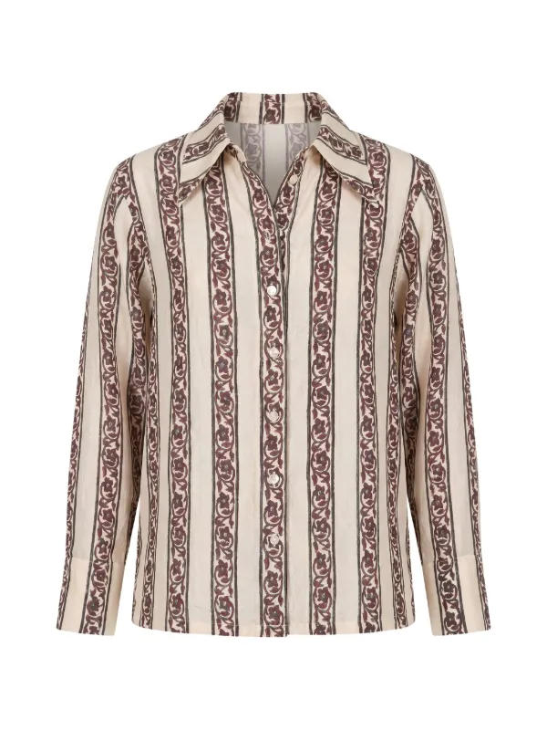 Alix Of Bohemia Dana Floral-print Silk Shirt in Neutrals