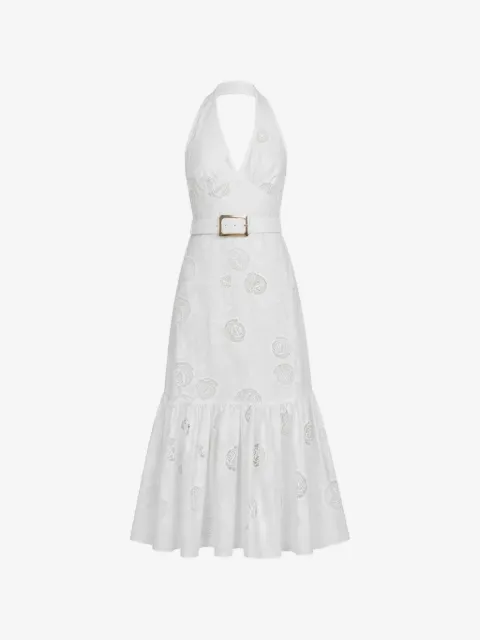 Self-Portrait belted floral-lace dress