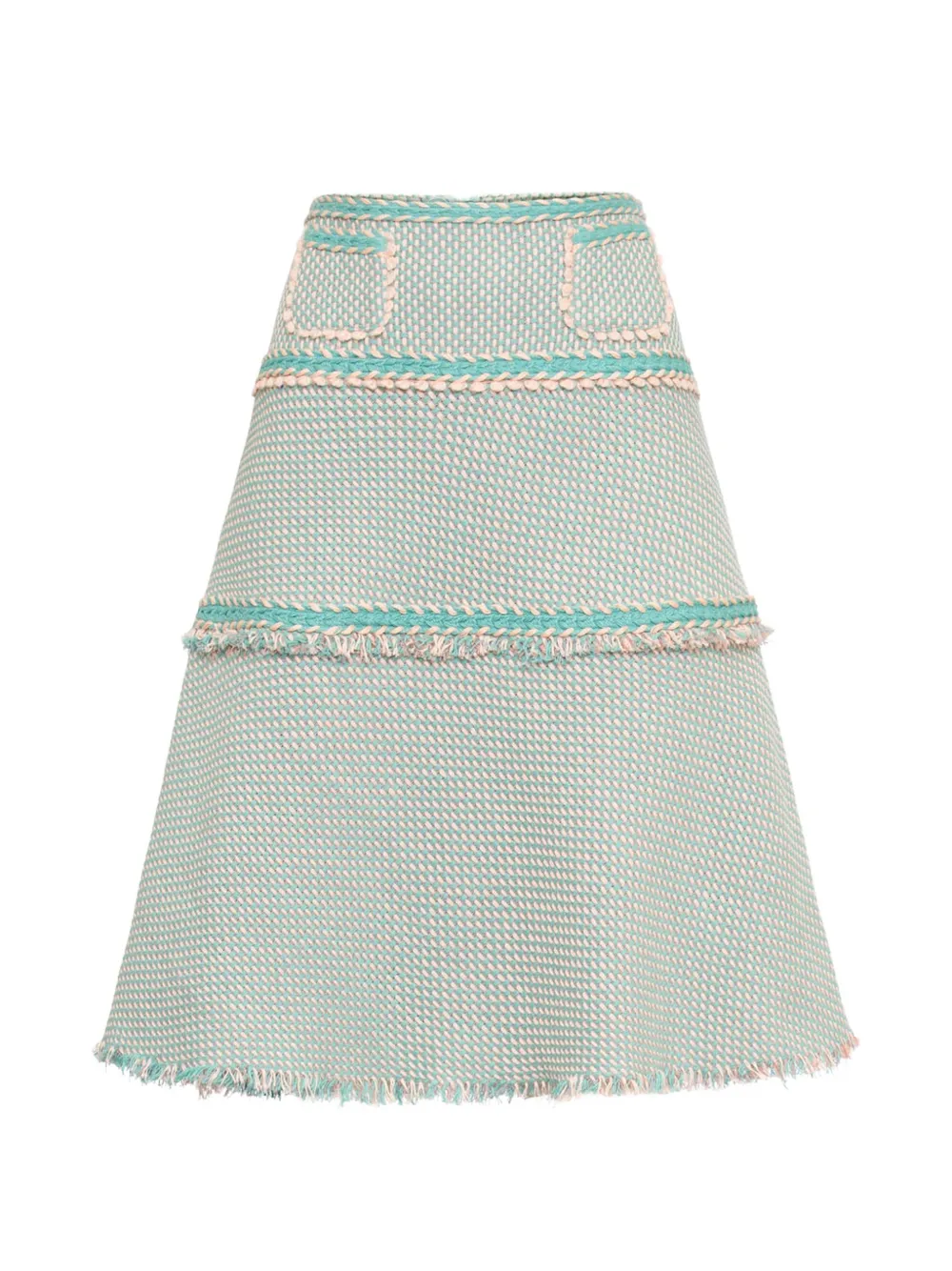 MAISON COMMON bouclé frayed-edge skirt - Grün