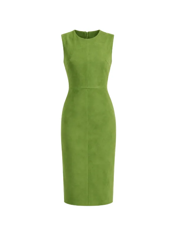 Stouls Evita Suede Maxi Dress in Green