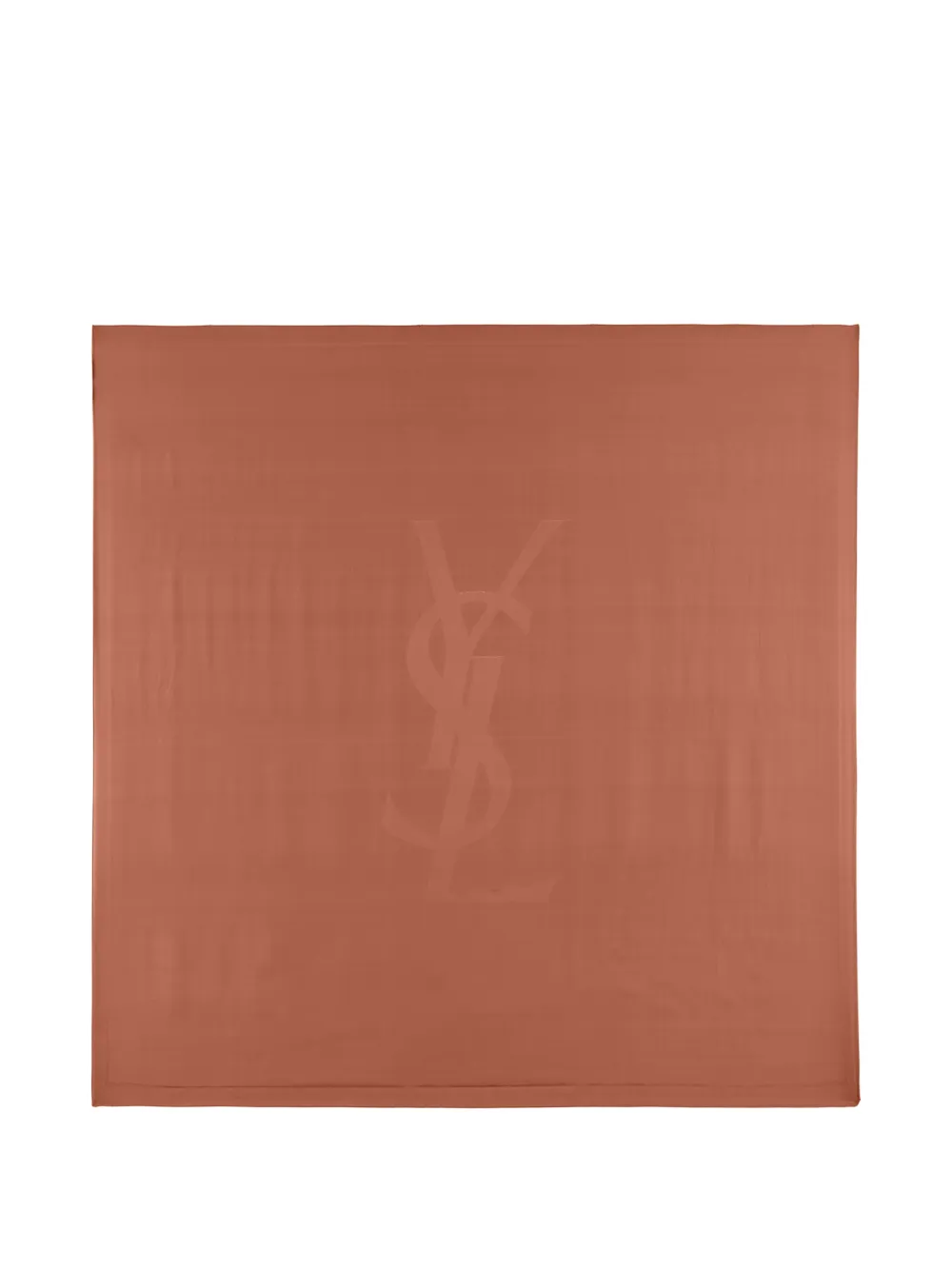 Saint Laurent Cassandre square scarf in silk charmeuse - Braun