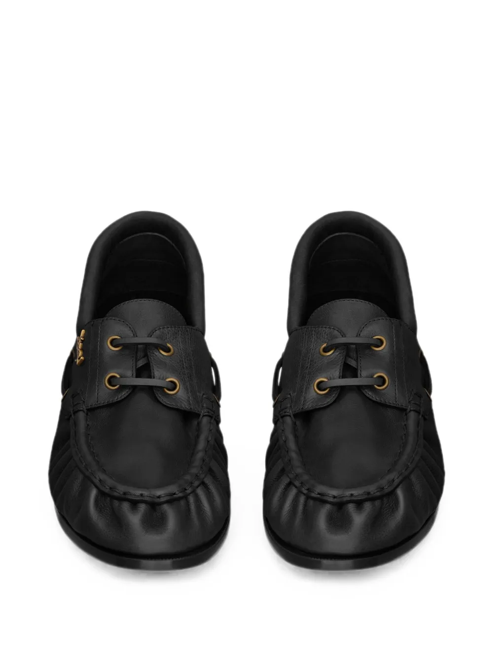 Saint Laurent Les Loafers Bateau van glad leer Zwart