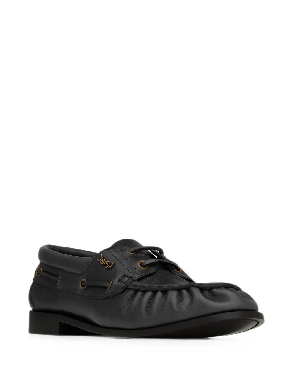 Saint Laurent Les Loafers Bateau van glad leer Zwart