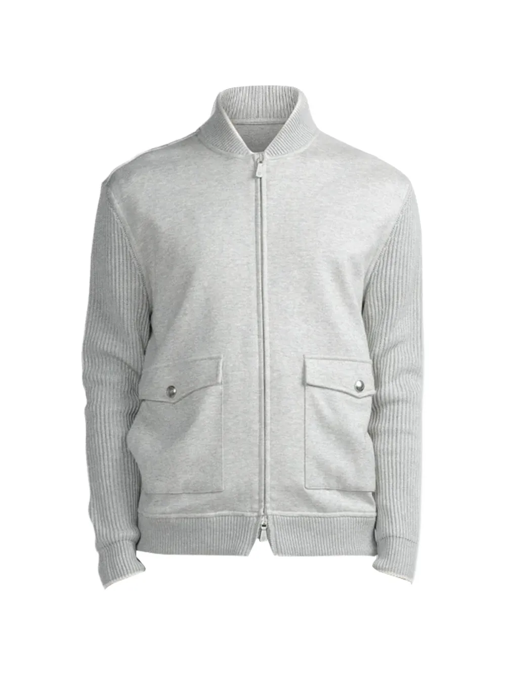 Eleventy ribbed-knit panelled jacket - Grigio