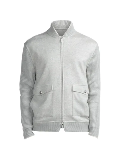 Eleventy ribbed-knit panelled jacket