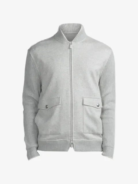 Eleventy ribbed-knit panelled jacket