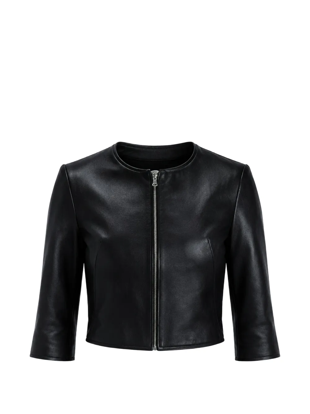 Susan Bender round-neck leather jacket - Nero