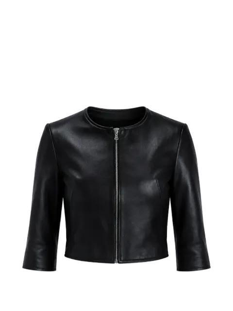 Susan Bender round-neck leather jacket 