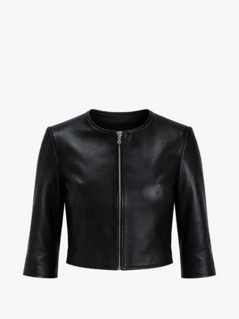 Susan Bender round-neck leather jacket 