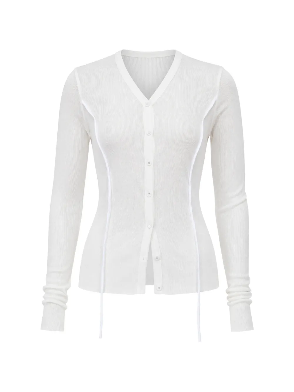 Masnada V-neck chiffon-insert cardigan - Weiß
