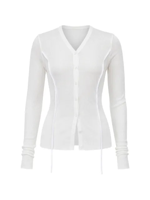 Masnada V-neck chiffon-insert cardigan