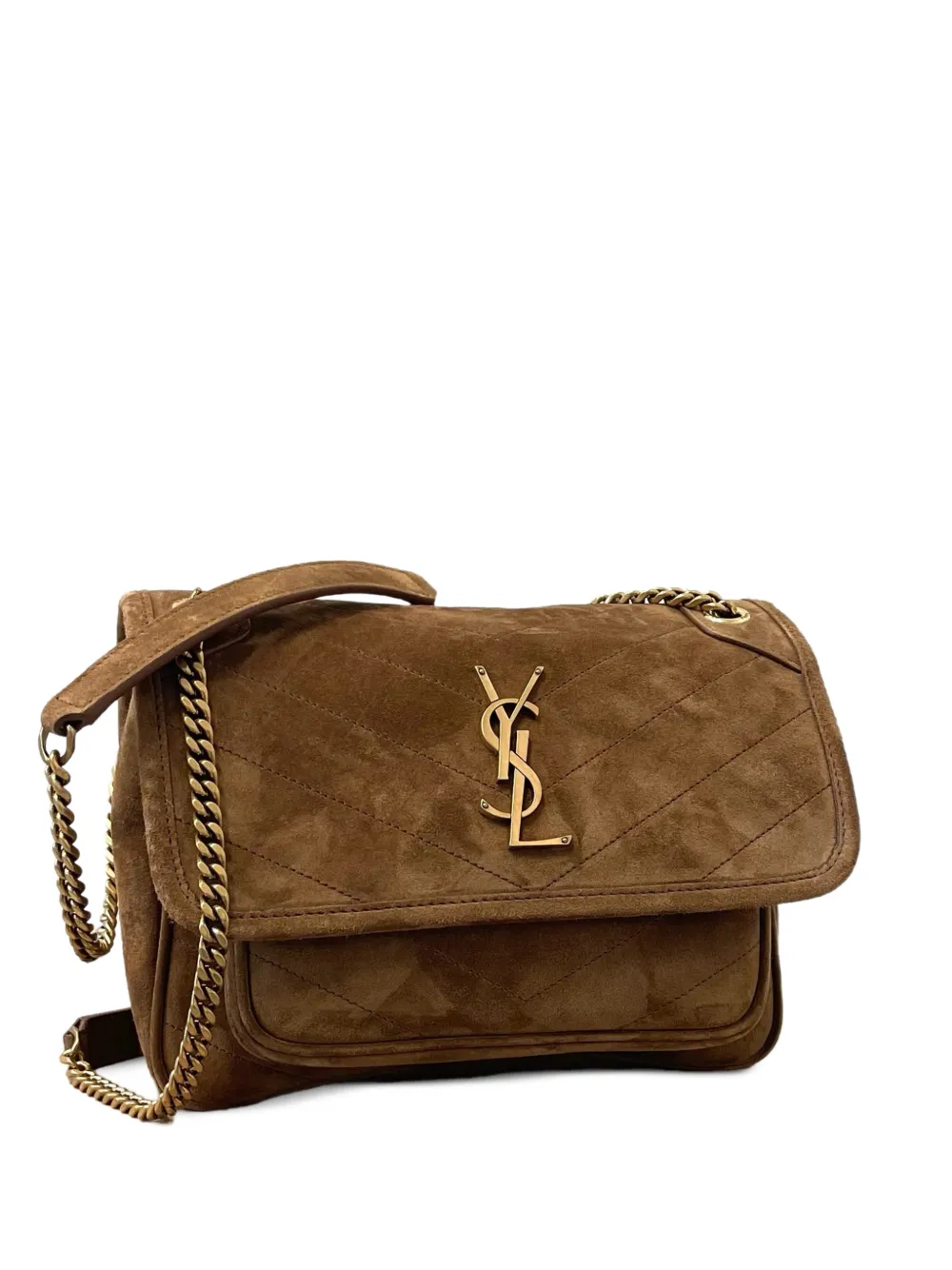 Saint Laurent NIKI medium shoulder bag in suede - Braun