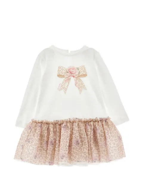 Monnalisa Bow and Leopard ruffled dress