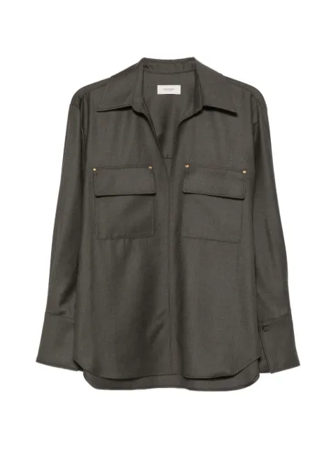Agnona chest-pocket long-sleeve blouse