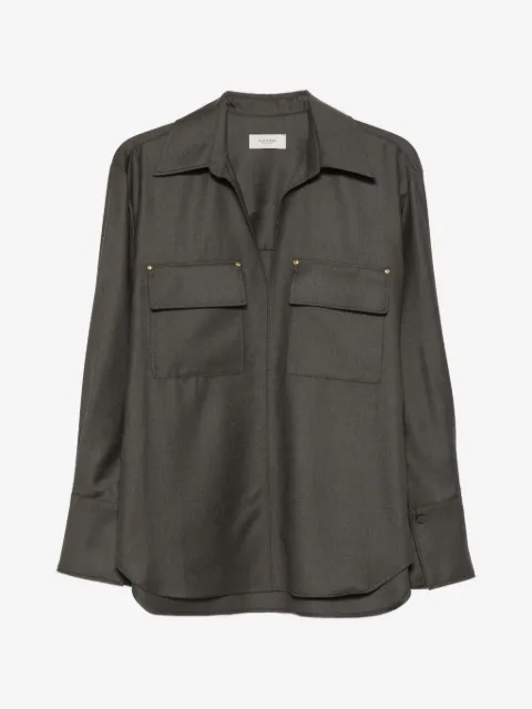 Agnona chest-pocket long-sleeve blouse