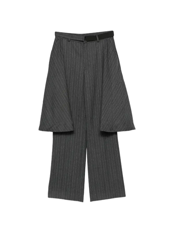 Sacai Pinstripe-pattern Peplum-detail Trousers in Grey