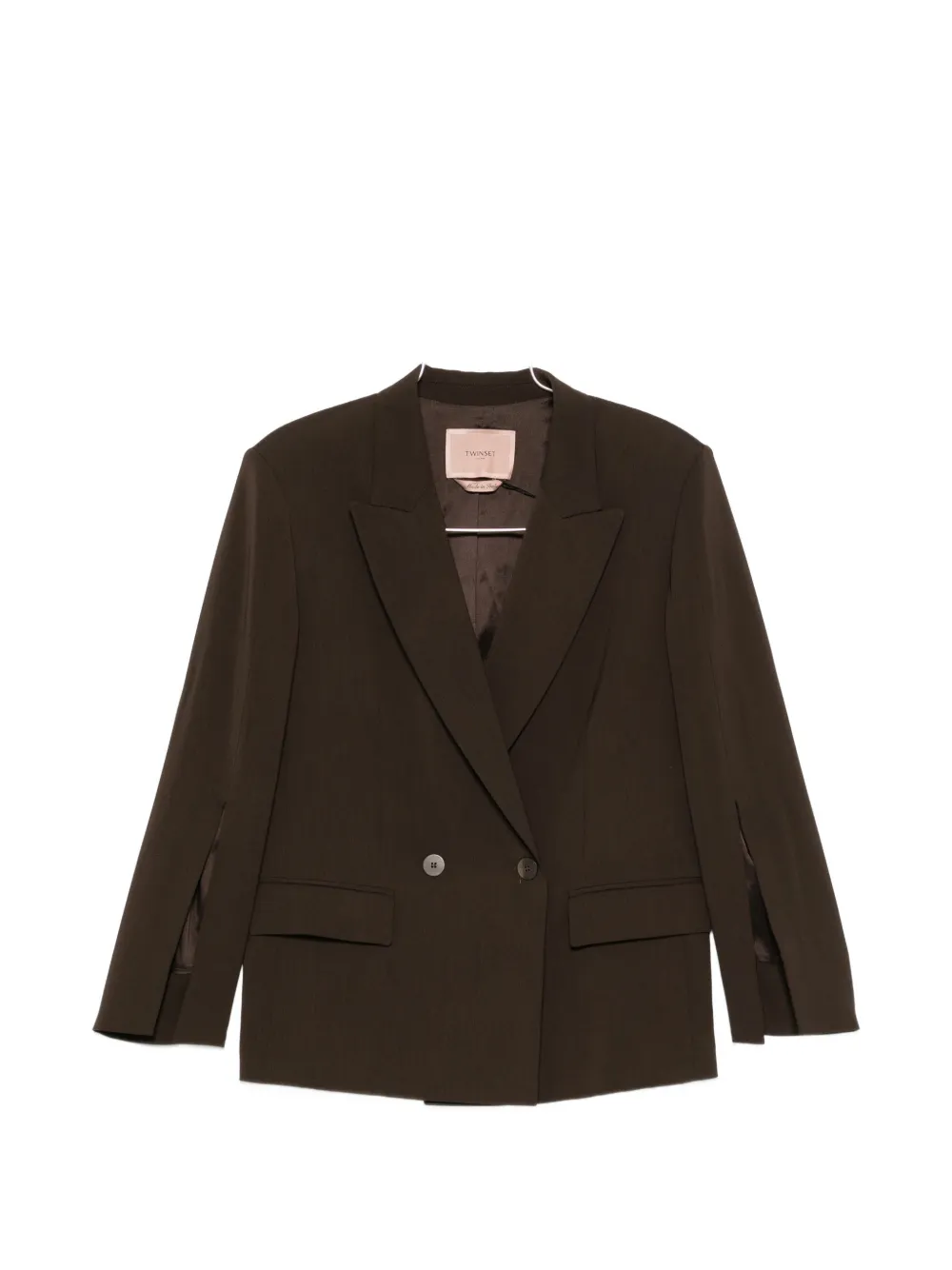 TWINSET split-sleeve double-breasted blazer - Braun