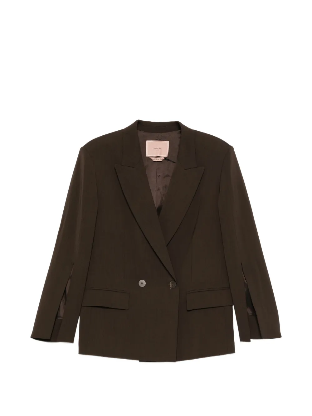 TWINSET split-sleeve double-breasted blazer - Marrone