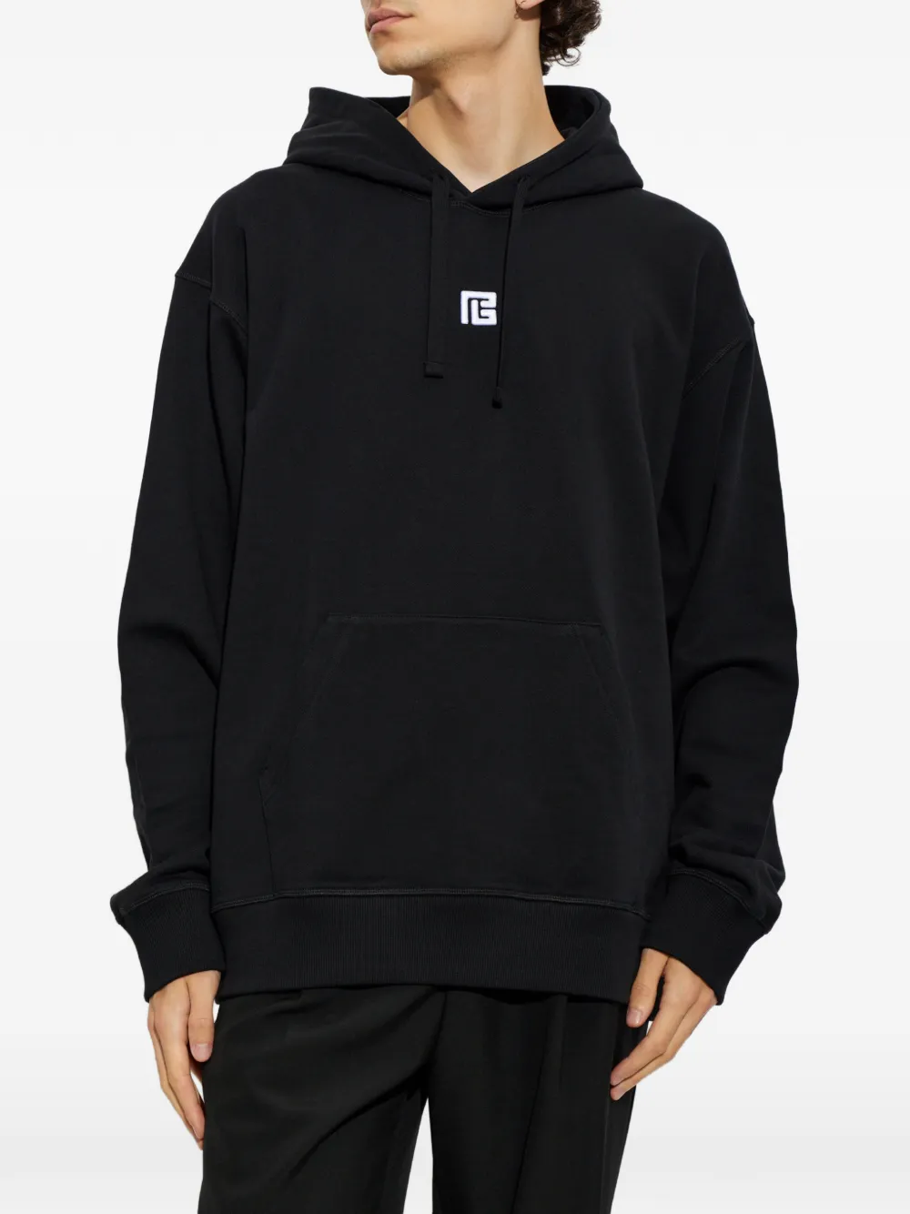 Balmain Hoodie met geborduurd logo Zwart