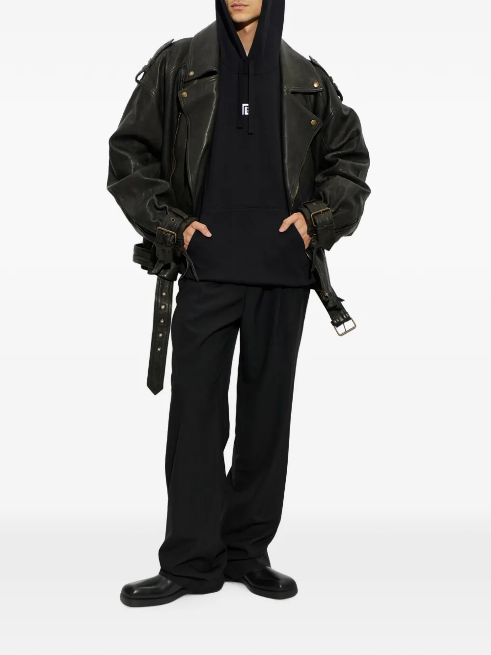 Balmain Hoodie met geborduurd logo Zwart