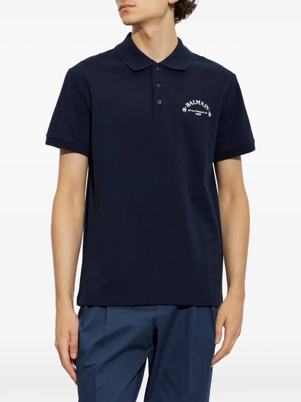Balmain Katoenen poloshirt met logoprint Blauw
