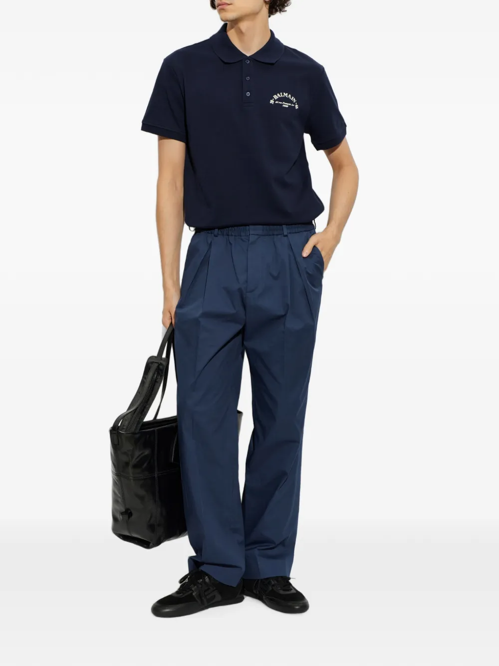 Balmain Katoenen poloshirt met logoprint Blauw