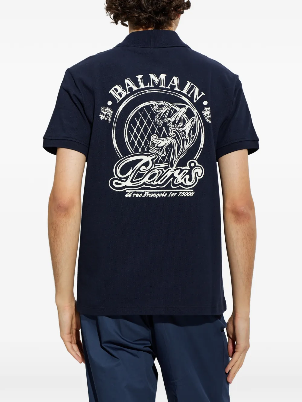 Balmain Katoenen poloshirt met logoprint Blauw