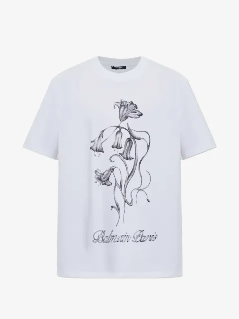 Balmain camiseta con estampado floral