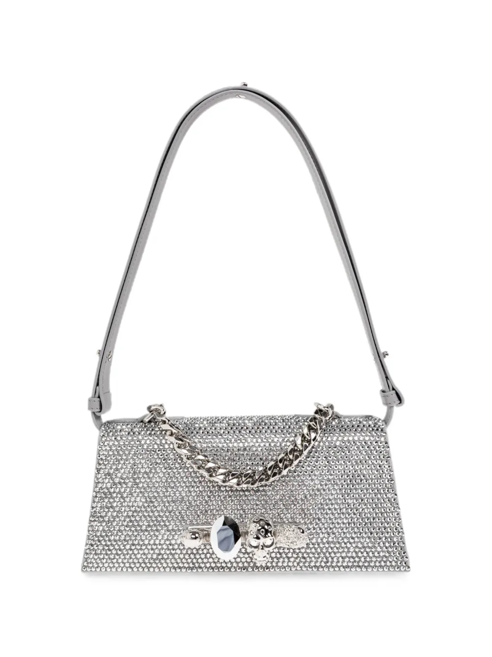 Alexander McQueen jewelled crystal-embellished shoulder bag - Argento