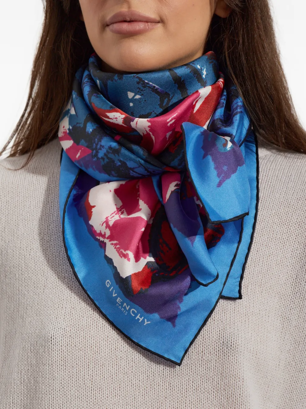 Givenchy Sjaal met bloemenprint Blauw