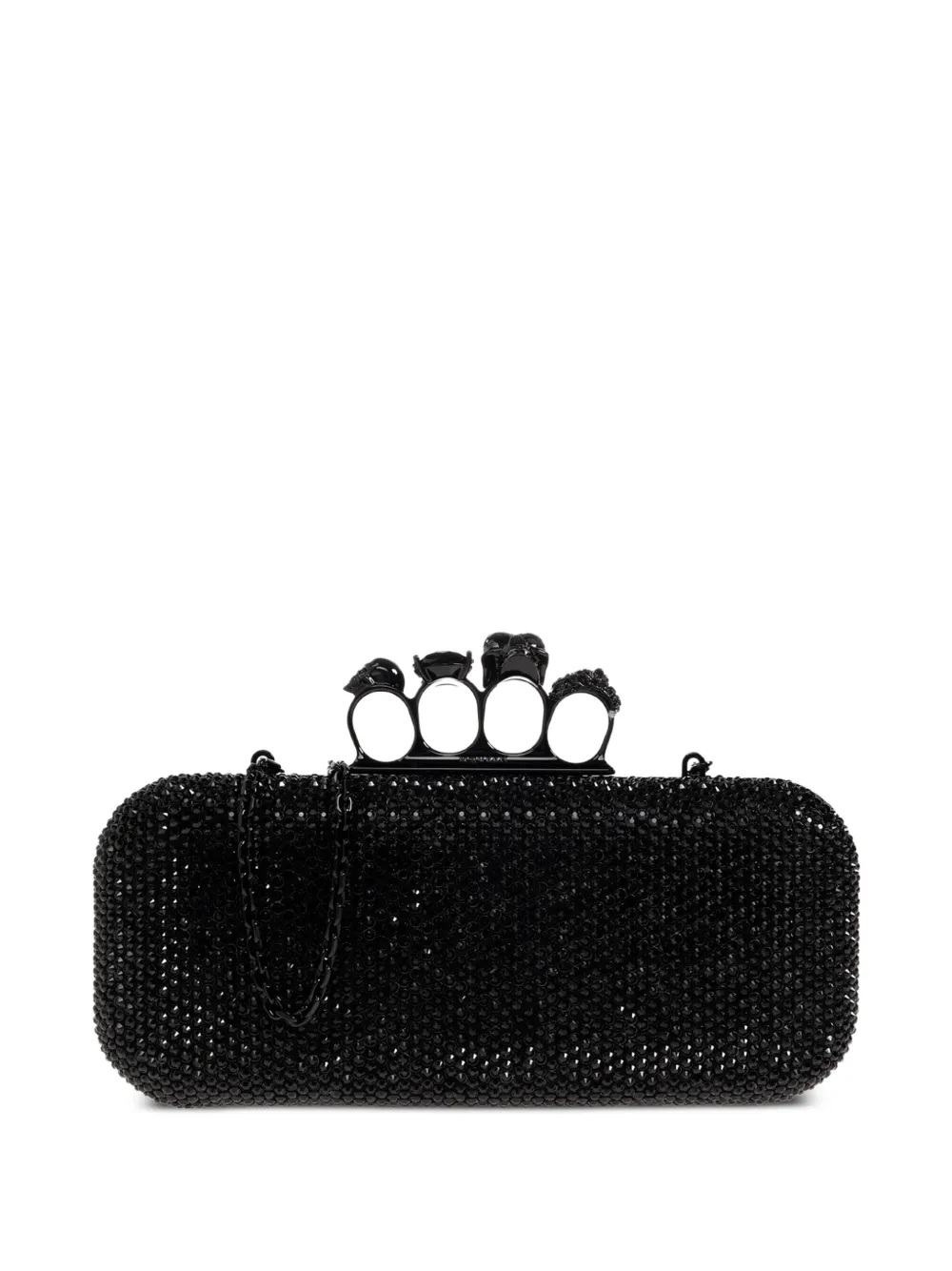 Alexander McQueen knuckle crystal-embellished clutch bag - Schwarz