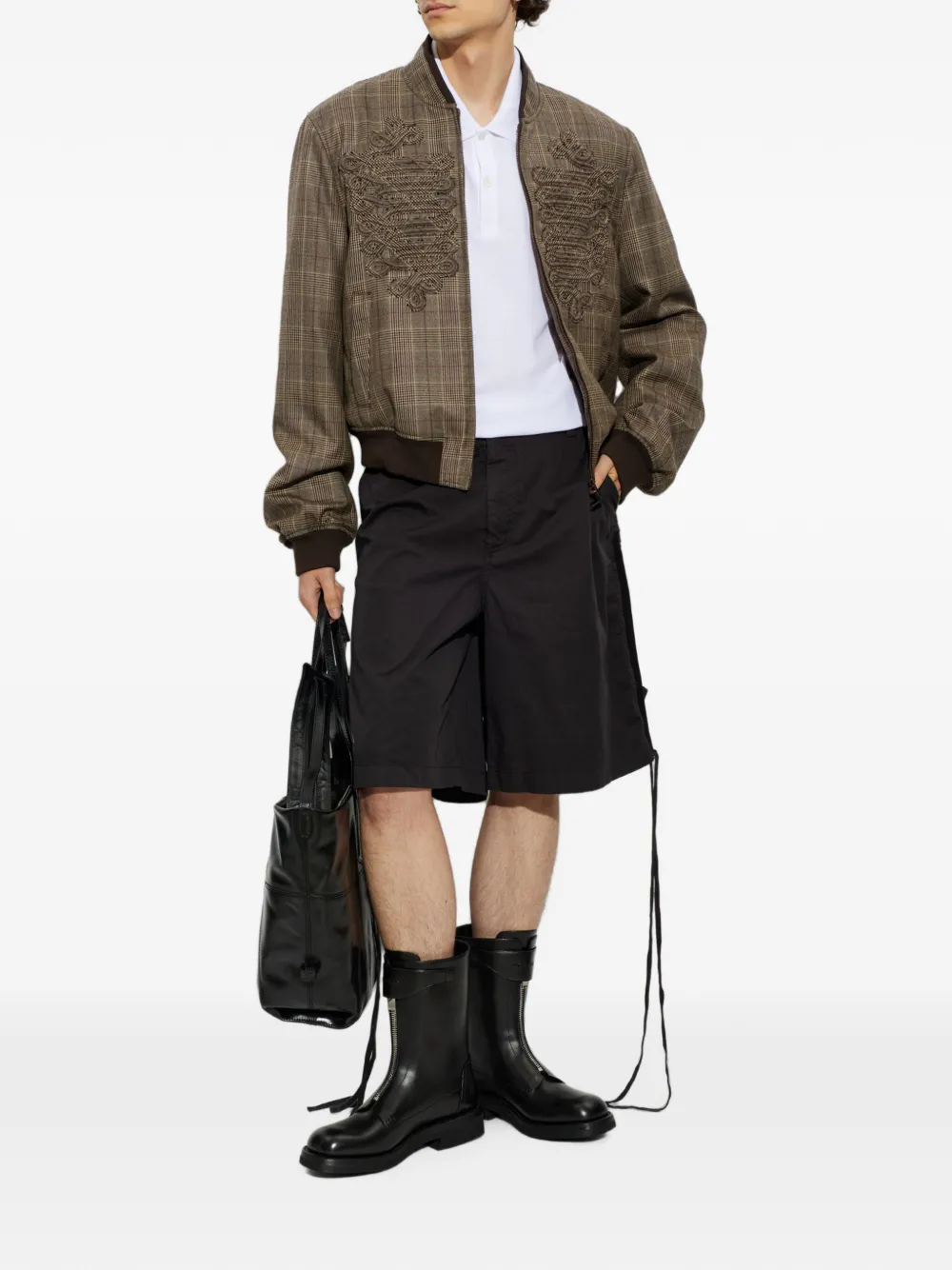 Alexander McQueen Geruit wollen bomberjack Bruin
