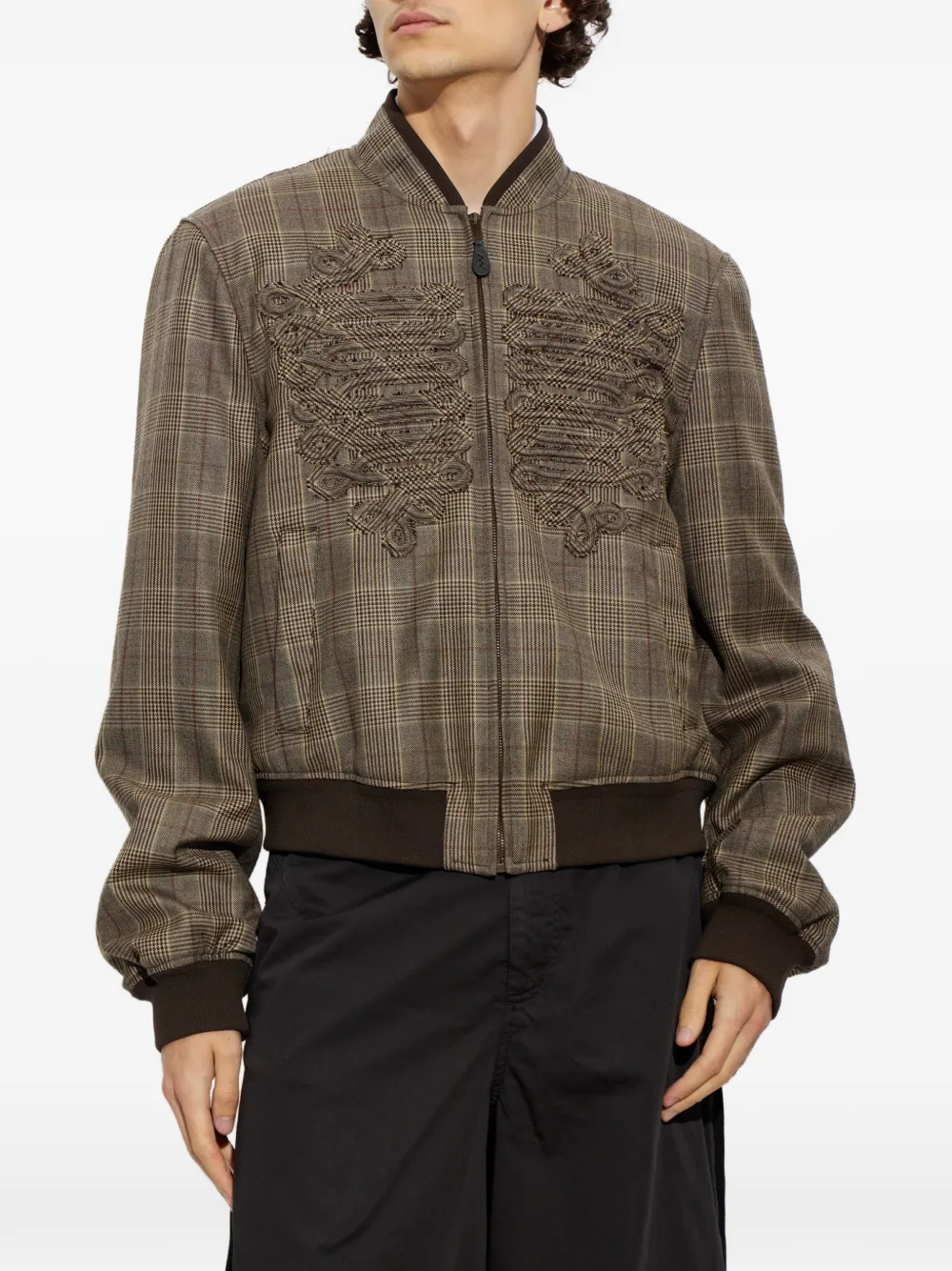 Alexander McQueen Geruit wollen bomberjack Bruin