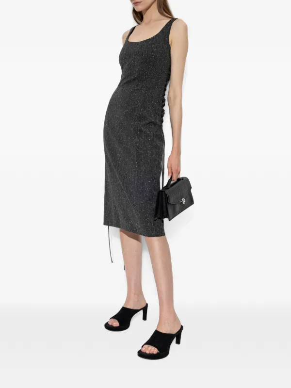 Alexander McQueen Corset Lace Flecked Pinstripe Pencil Dress | Grey