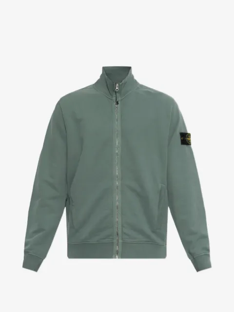 Stone Island logo-patch zip-up sweater