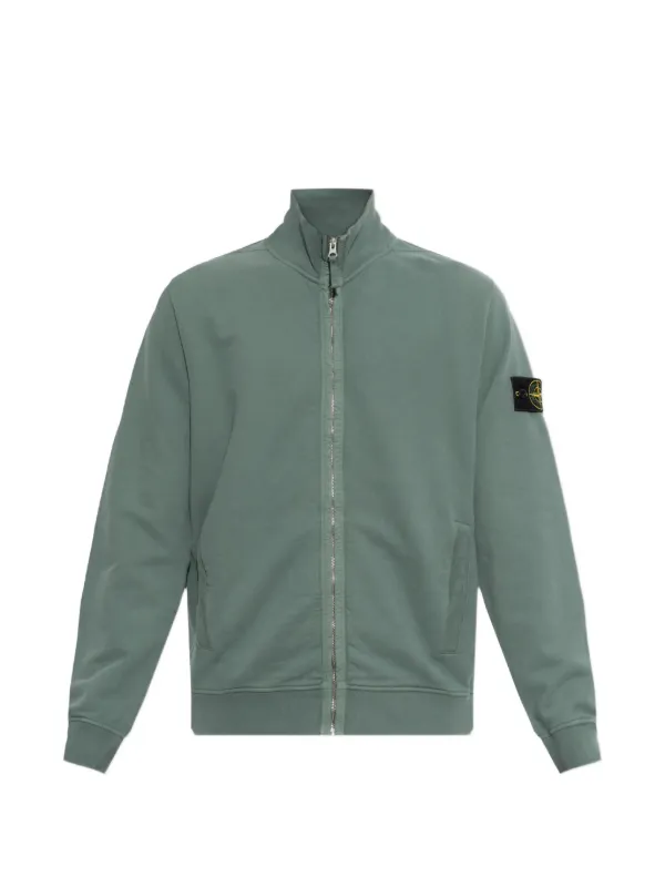 Stone Island 6100066 logo-patch zip-up Sweatshirt | グリーン