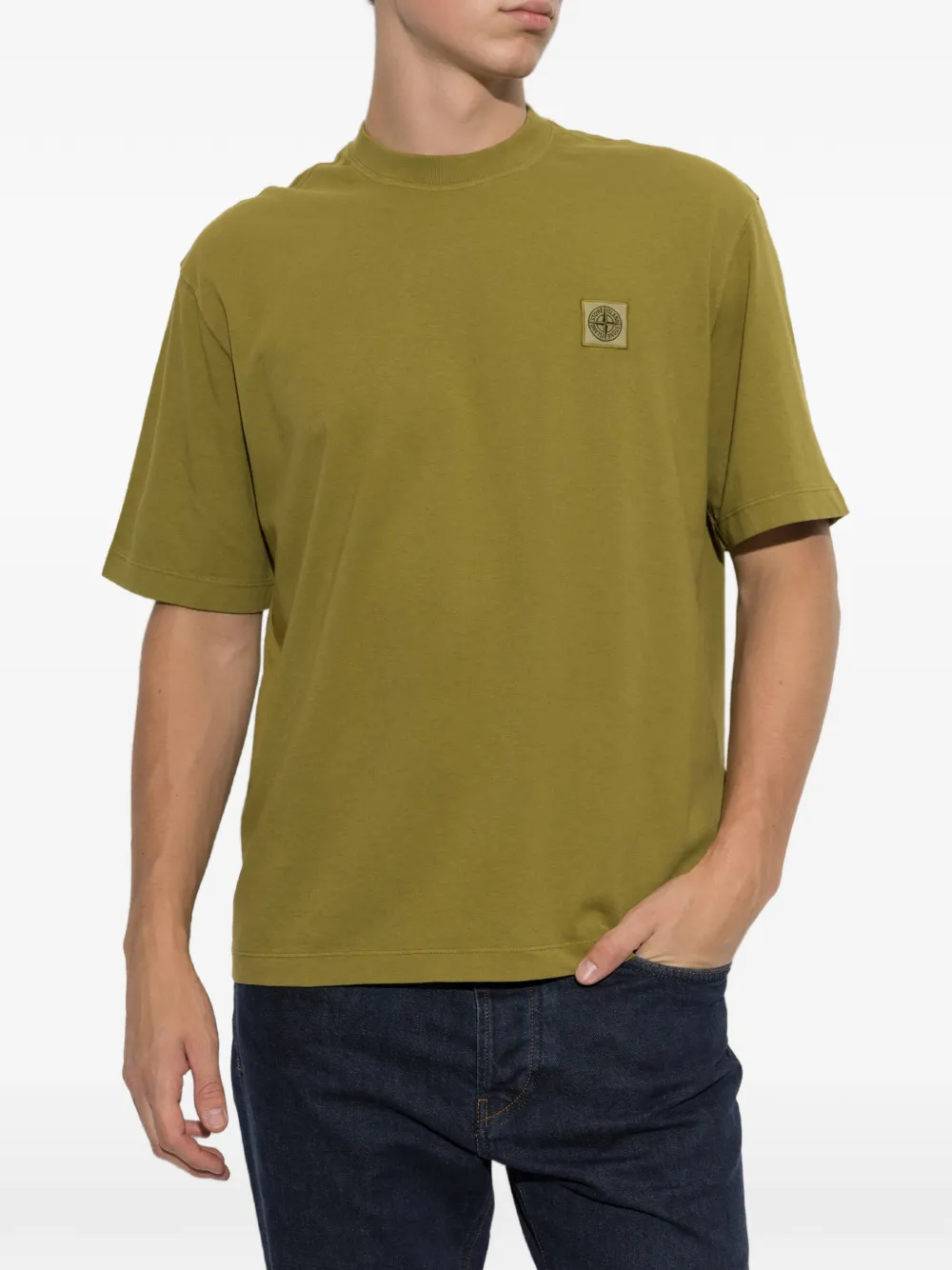 Stone Island T-shirt met logopatch Groen