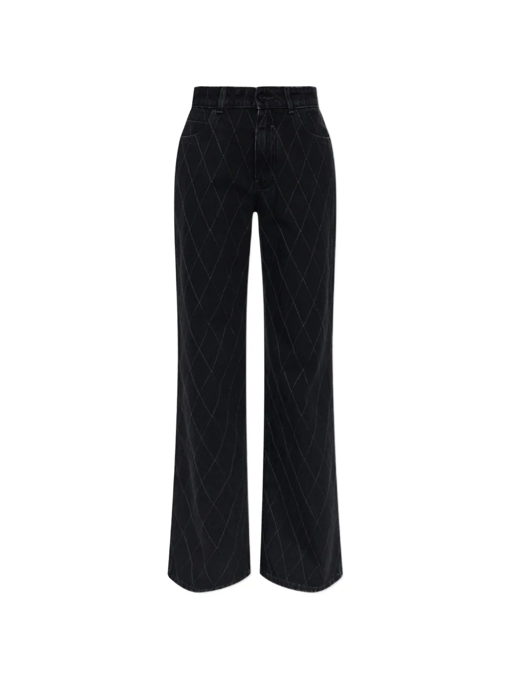 Balmain diamond-quilted wide-leg jeans - Schwarz