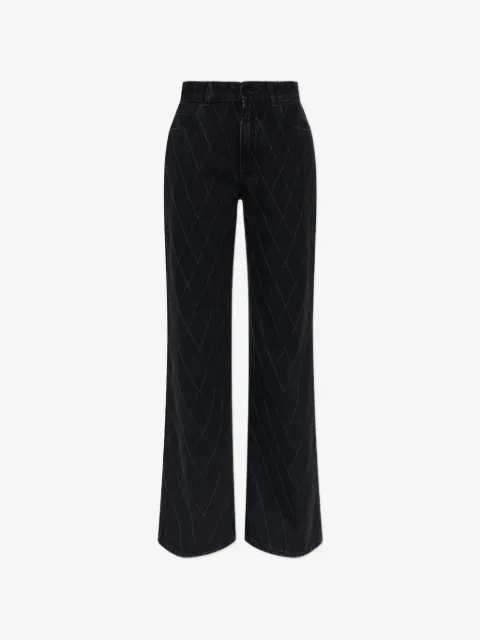 Balmain diamond-quilted wide-leg jeans