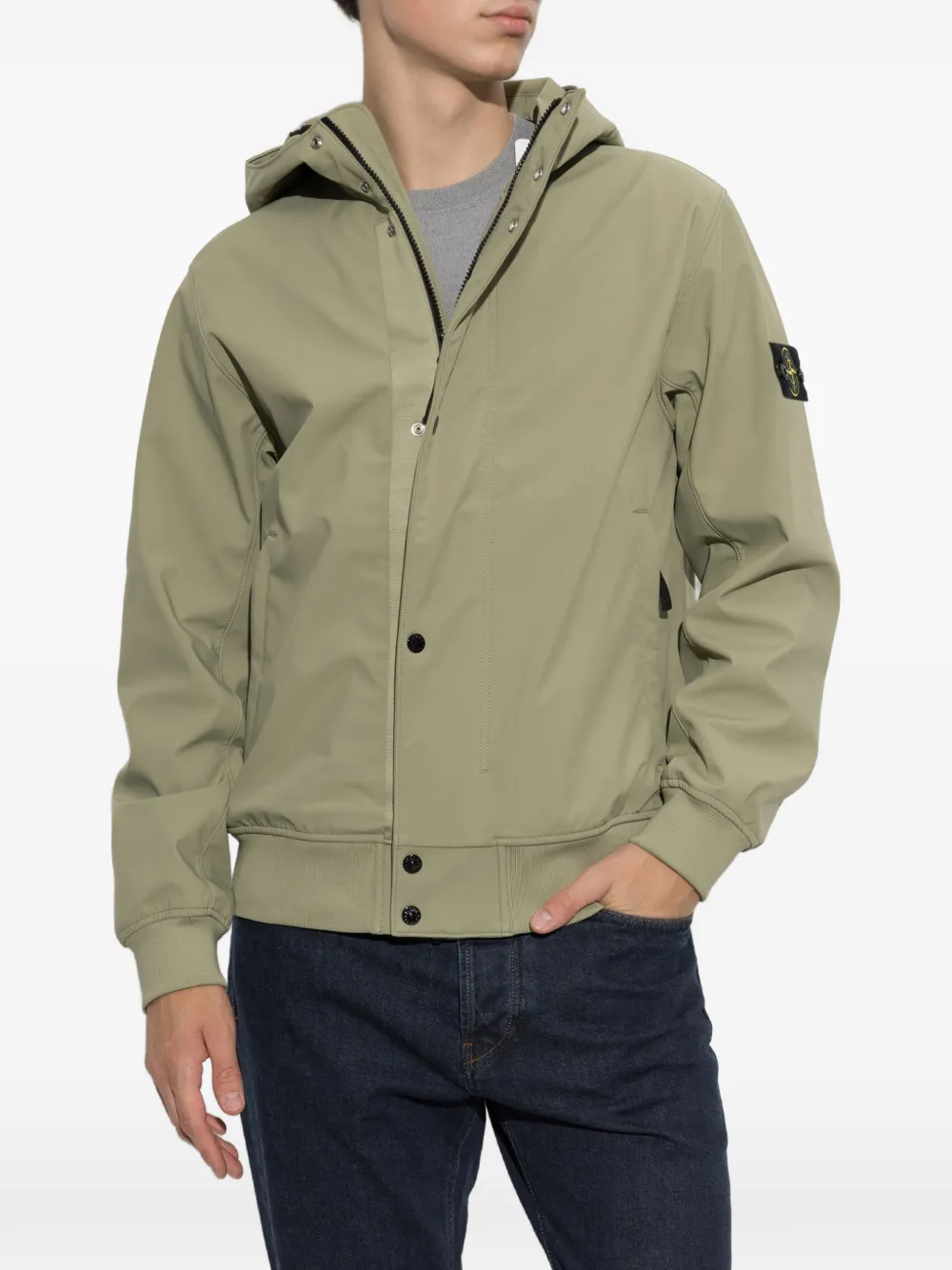 Stone Island Jack met capuchon en logopatch Groen