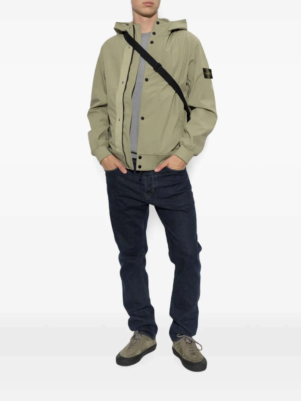 Stone Island Jack met capuchon en logopatch Groen
