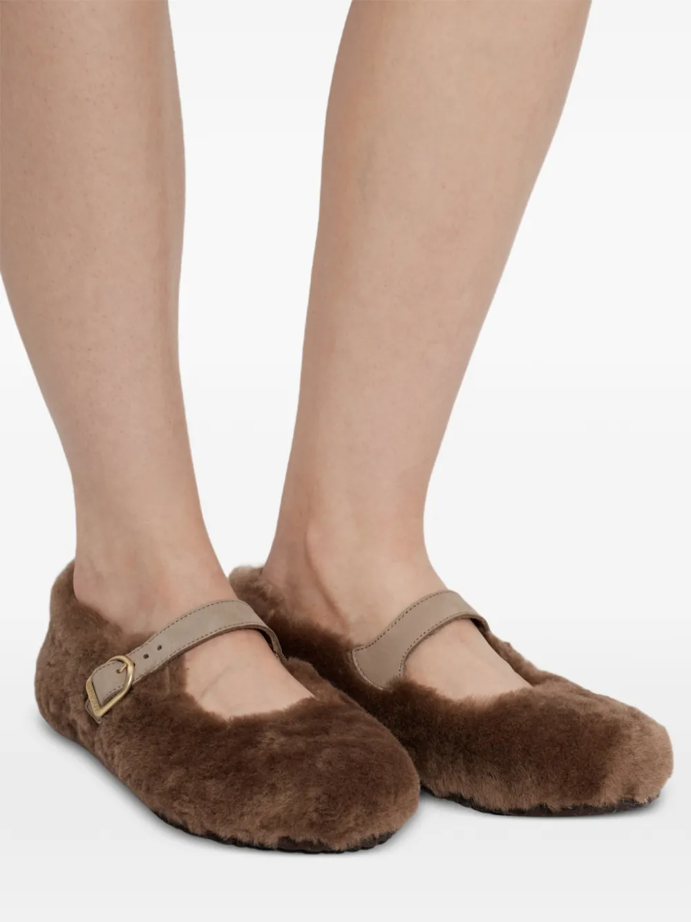 Birkenstock Santa Clarita ballerina's met gesp Bruin