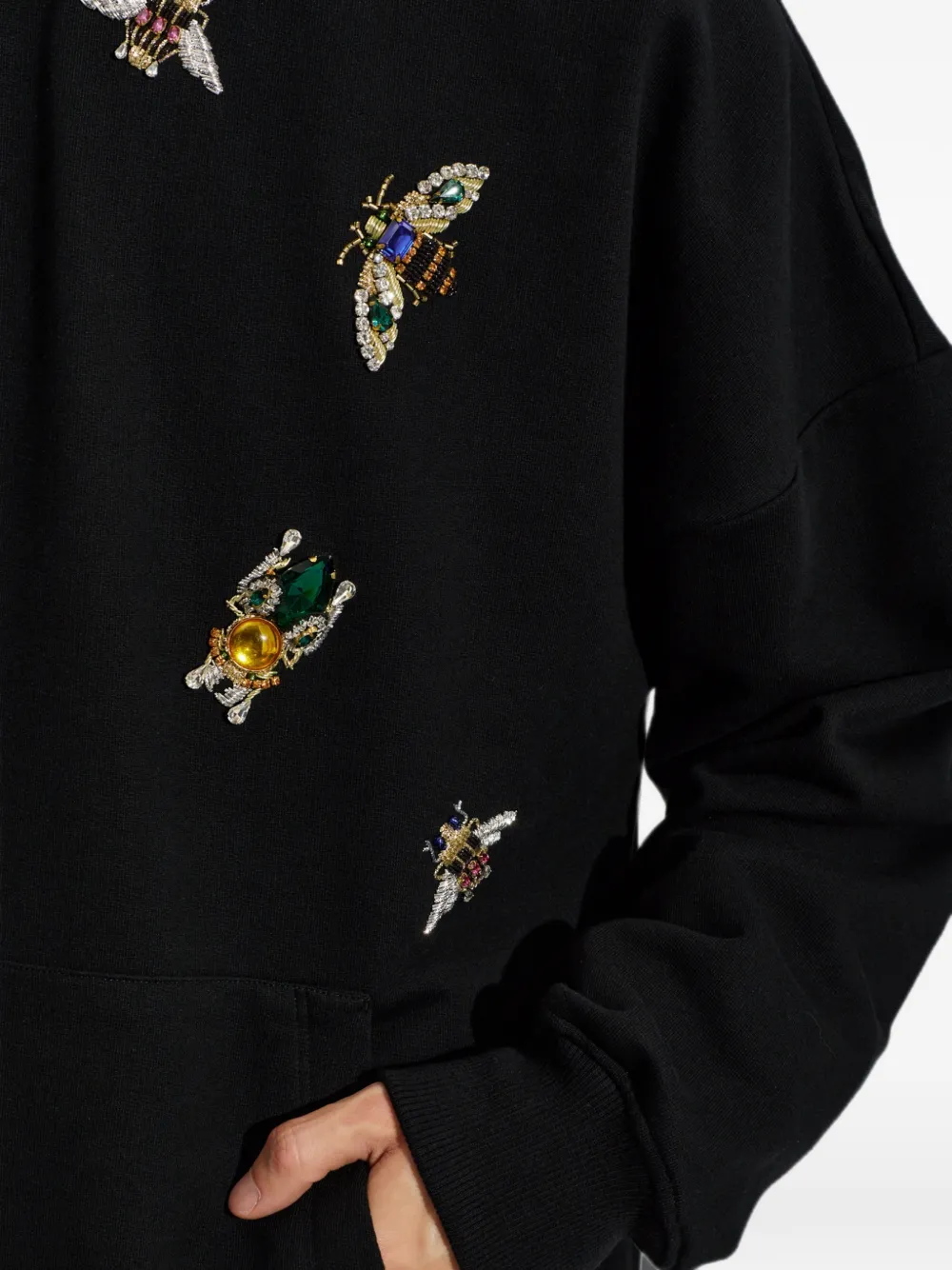 Balmain Katoenen hoodie verfraaid met applicatie Zwart