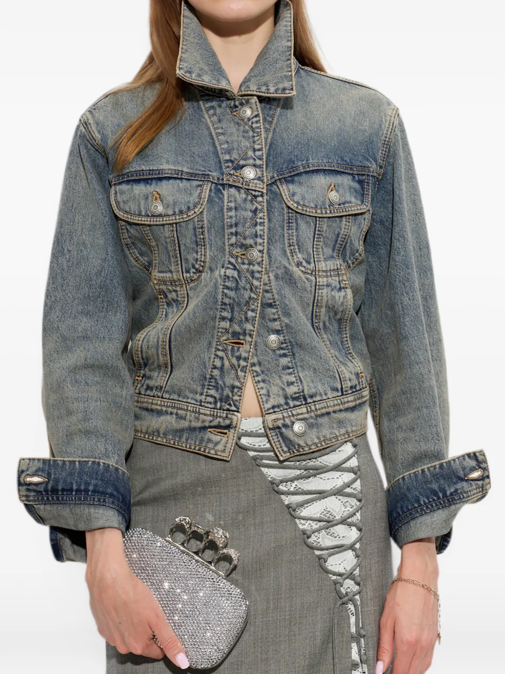 Alexander McQueen Knuckle Clutch Clutch Bag in Silver, view 2