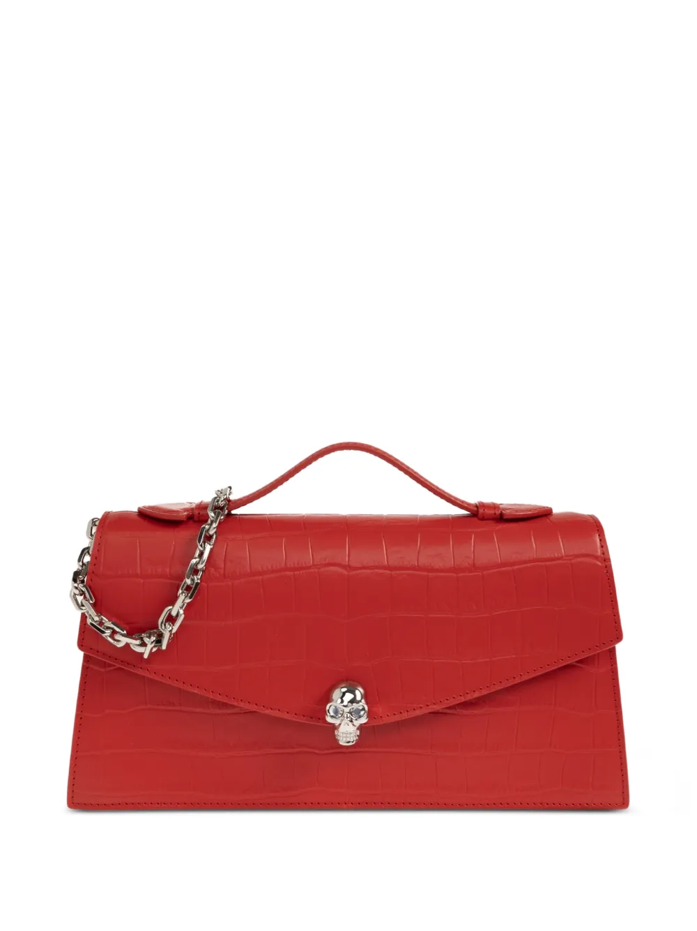 Alexander McQueen Skull croc-effect tote bag - Rot