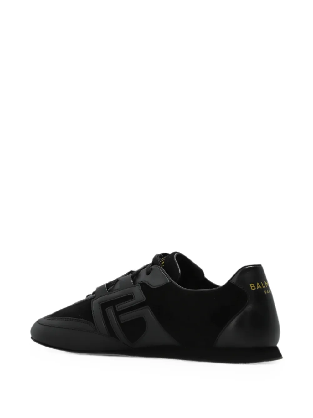 Balmain logo-patch leather sneakers Zwart