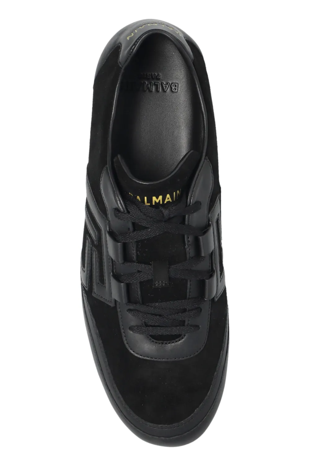 Balmain logo-patch leather sneakers Zwart