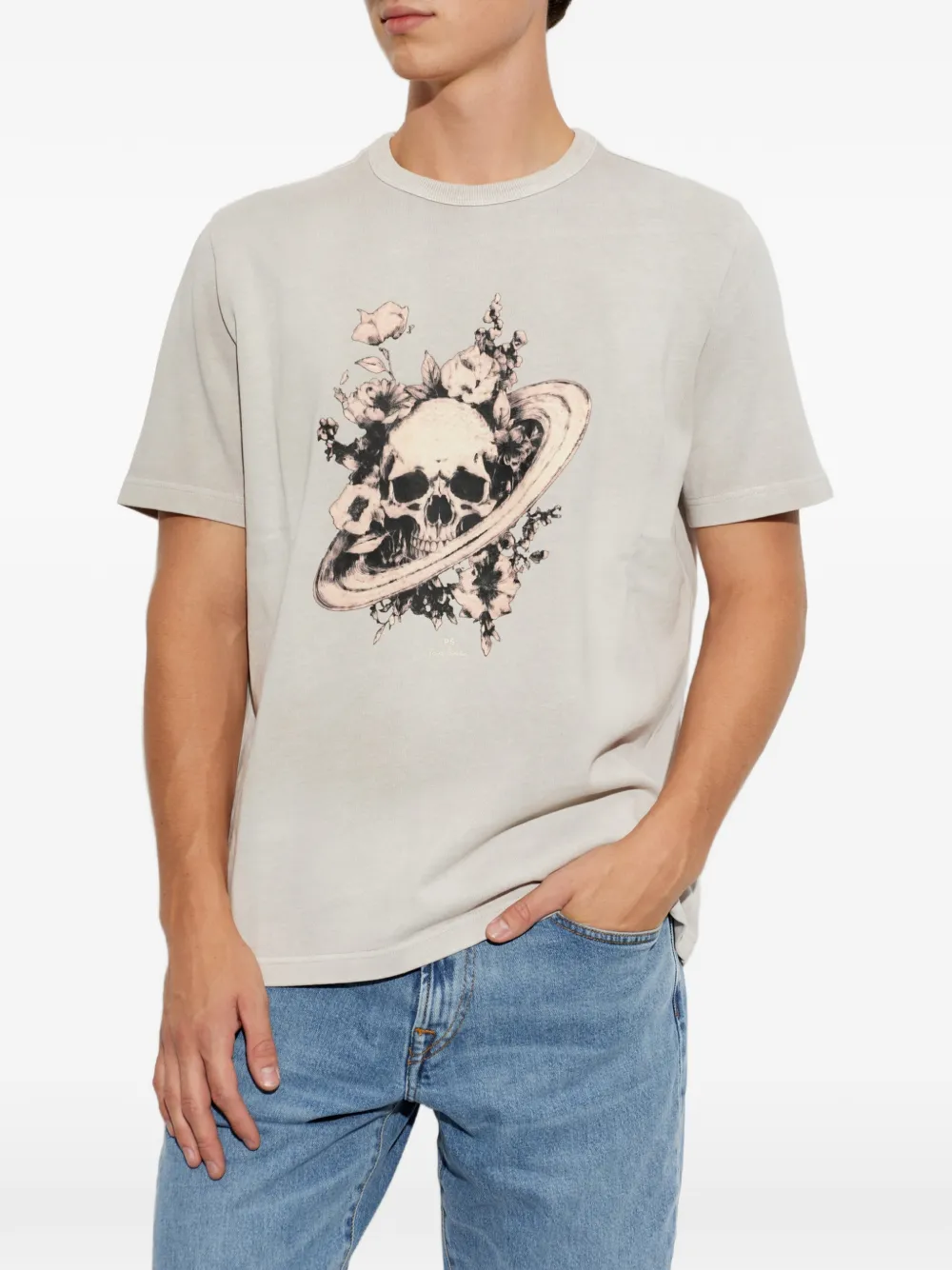 PS Paul Smith T-shirt met doodskopprint Grijs
