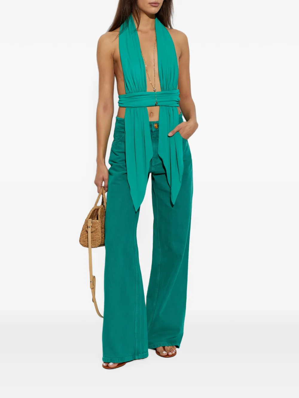 Christopher Esber draped halterneck top Groen