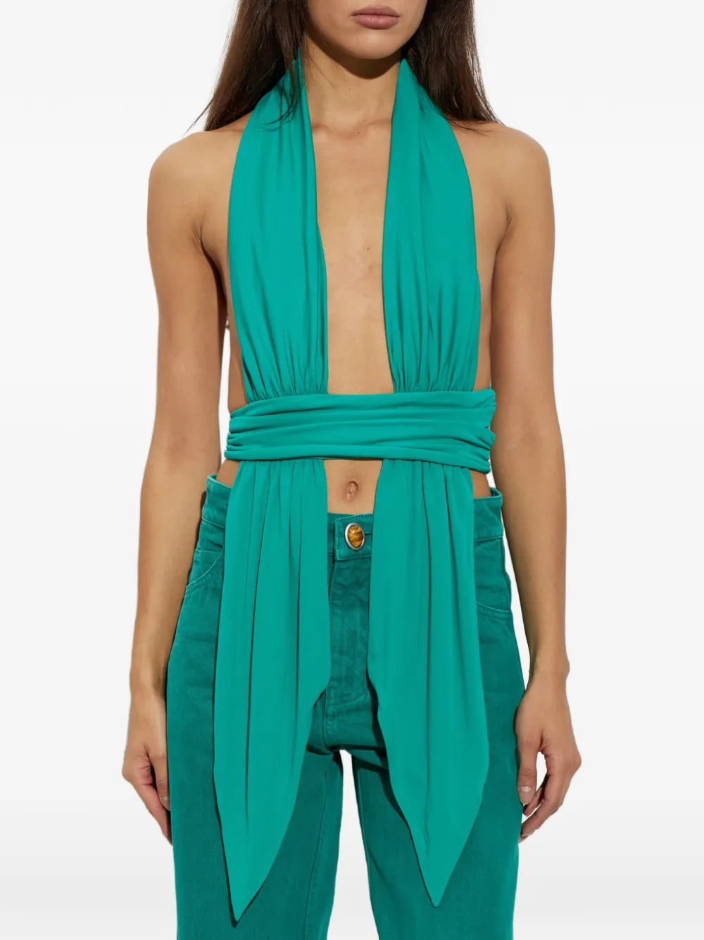 Christopher Esber draped halterneck top Groen